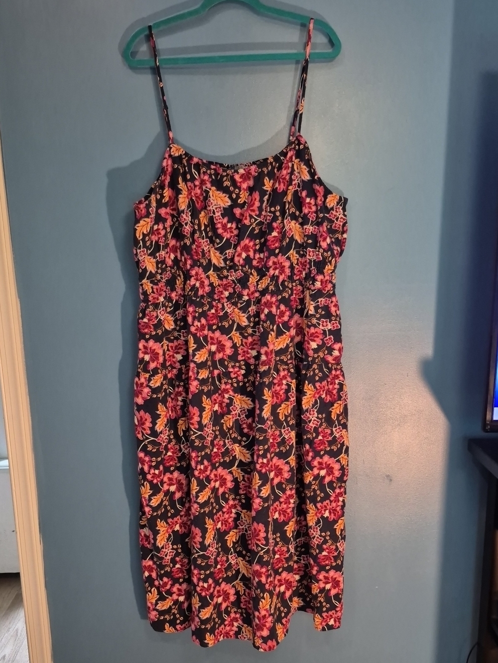 Old Navy Navy Floral Spaghetti Strap Maxi Dress